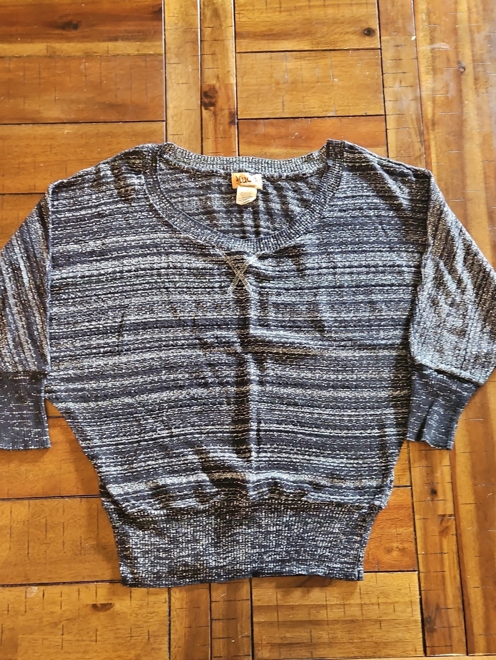 Mudd Women's Striped Black and White Crewneck Sweater